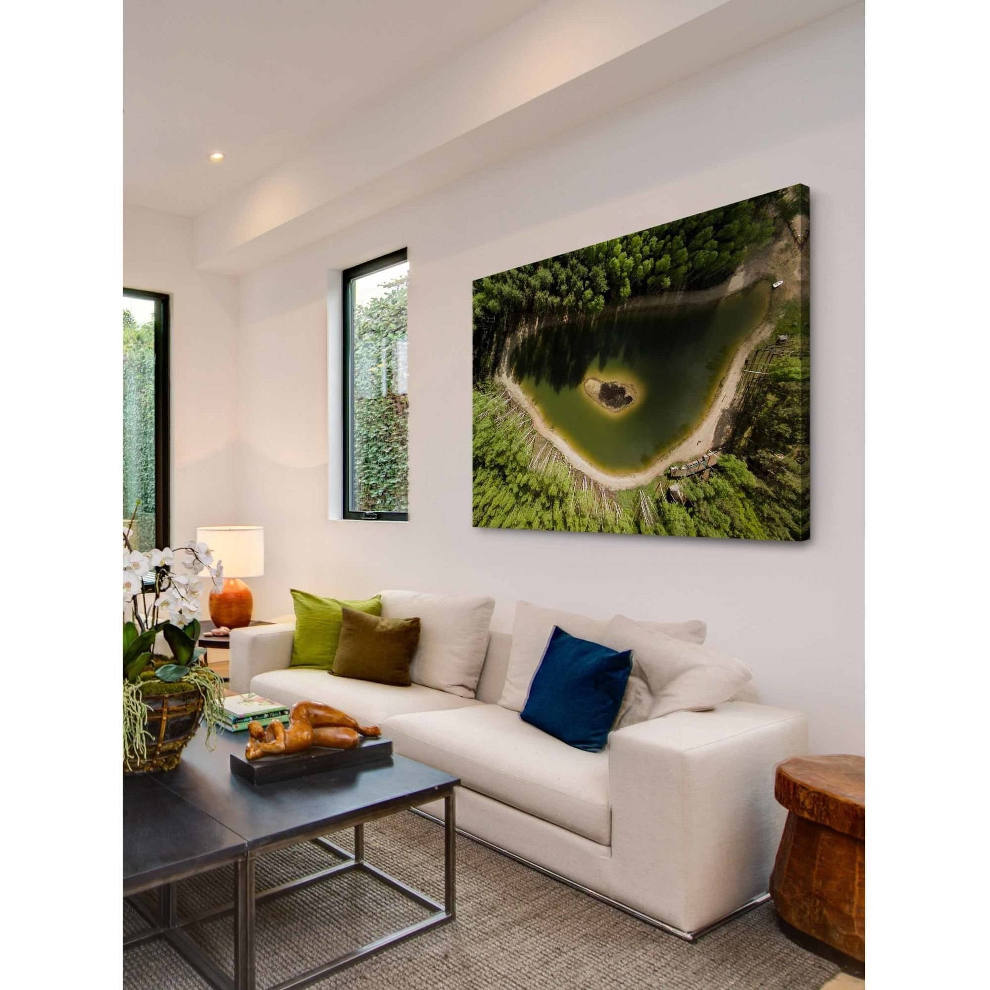 MARMONT HILL  - 'Green Lake' by Karolis Janulis Painting Print on Wrapped Canvas - Multi-Color 18 x 12