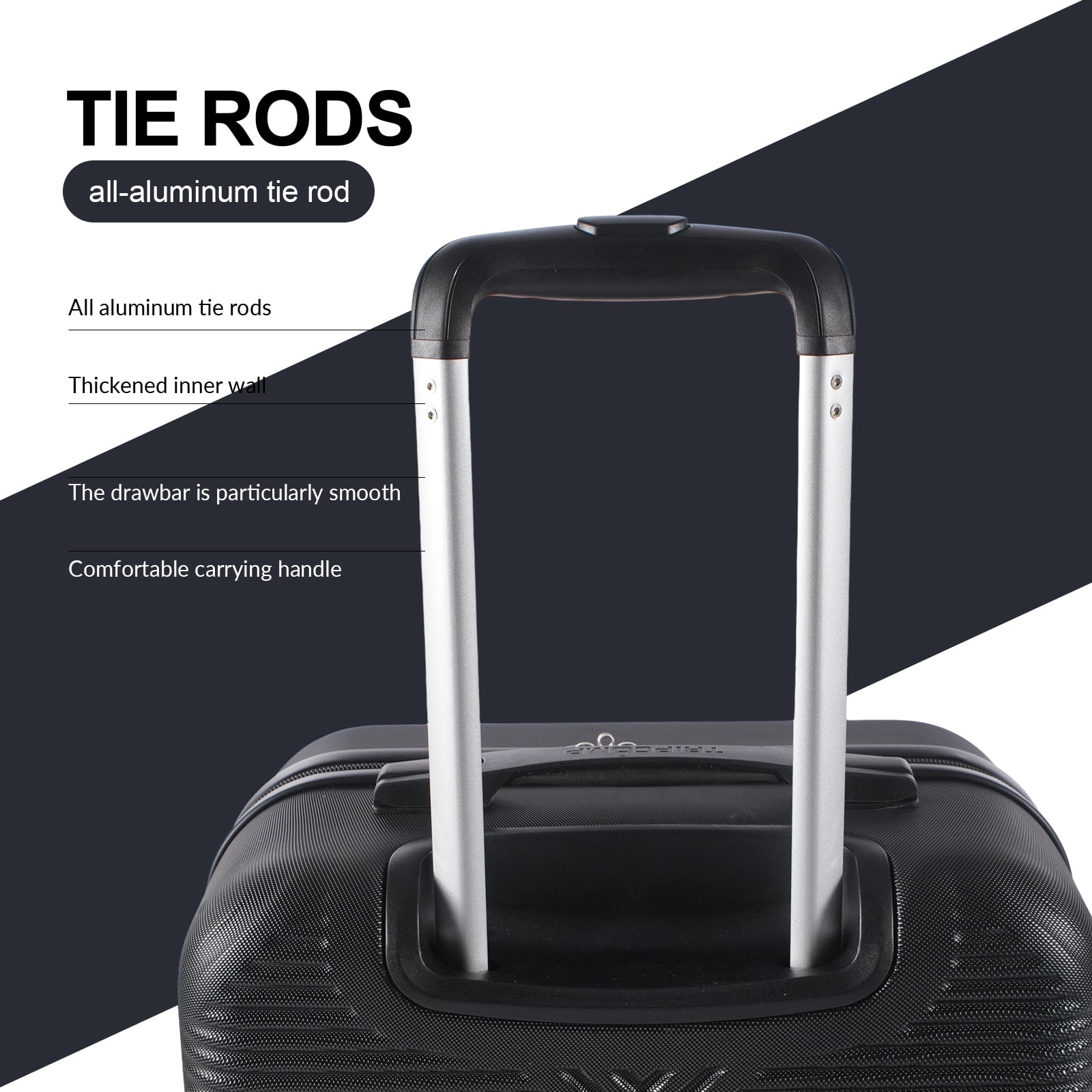 Tripcomp Luggage Sets 2 Piece Suitcase Set (14/20/)Hardside Suitcase with Spinner Wheels Lightweight Carry On Luggage(Black)