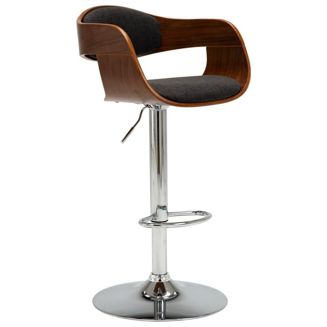 vidaXL Tabouret de Bar Gris en Bois Courbé et Tissu