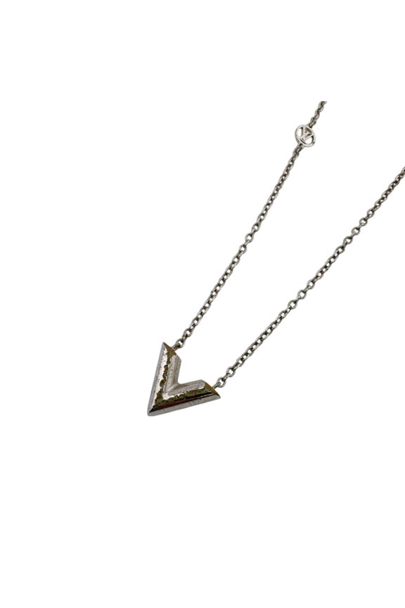 Pre-Owned LOUIS VUITTON M63197 Essential V Necklace Chain Silver