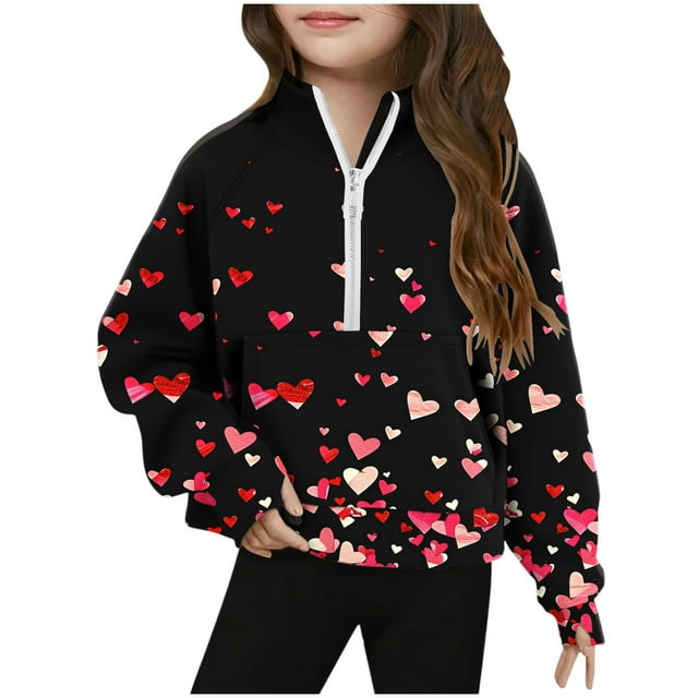 Sudadera sin capucha, mediana, grande, con media cremallera, cuello redondo, manga larga, jersey corto, sudaderas de polar para niñas de 5 a 14 años, blusa de poliéster