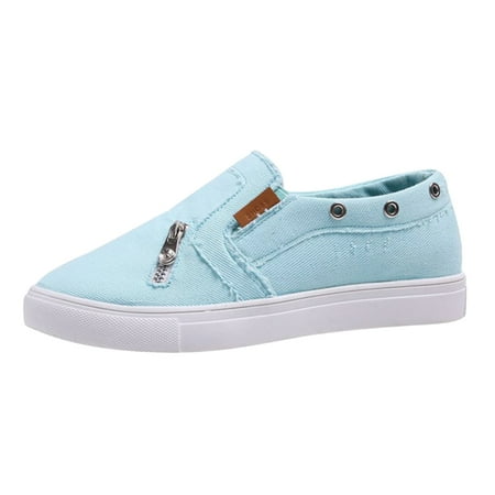 

Women Canvas Shoes Denim Zipper One Pedal Flat Shoes Casual Shoes 43