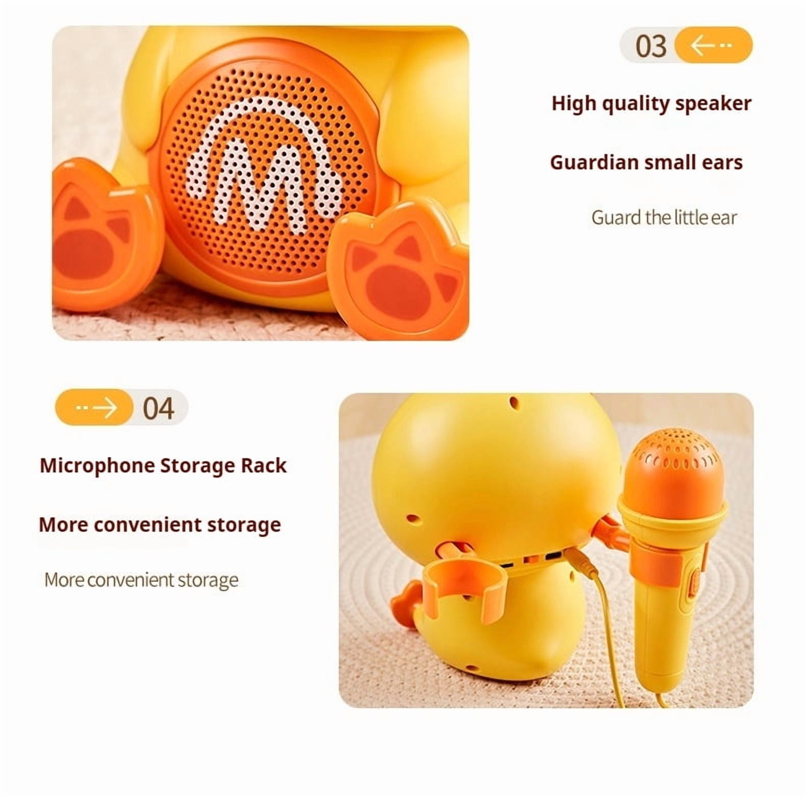 Mini Karaoke Machine for Kids, Duck Portable Microphone Musical Toy with 2 Wireless Mics as Girls Toys Gifts Aged 3-12