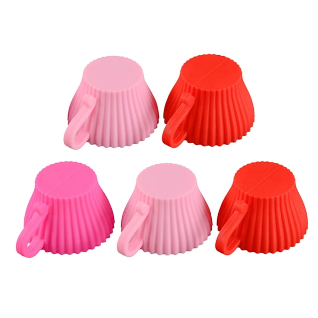 5 moldes para muffins para pasteles, moldes para muffins, pudín, gelatina, reutilizables, de silicona, para cupcakes, antiadherentes para hornear, para el hogar (color aleatorio)
