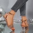 thumbnail image 5 of Abtuhar Womens Middle Heels Shoes Solid Color Crystal Heel Toe One, 5 of 5