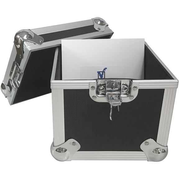 (2) CheckOutStore Aluminum Heavy Duty 7" 45 RPM Vinyl Record Album Storage Box (Holds Up to 100 Records) (Black)