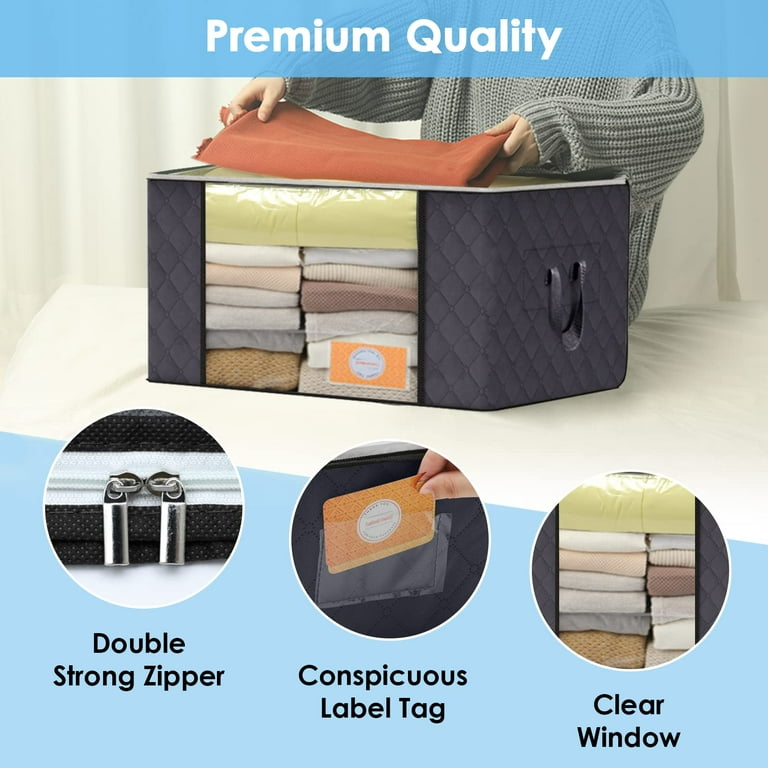 Fab totes 4-Pack Clothes Storage, Foldable Blanket Storage Bags, Storage  Containers for Organizing Bedroom, Closet, Clothing, Comforter,  Organization