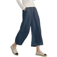 thumbnail image 1 of Pantalones anchos hasta el tobillo informales, holgados, de algodón y lino, de color europeo y americano, para primavera y verano para mujer, 1 of 6
