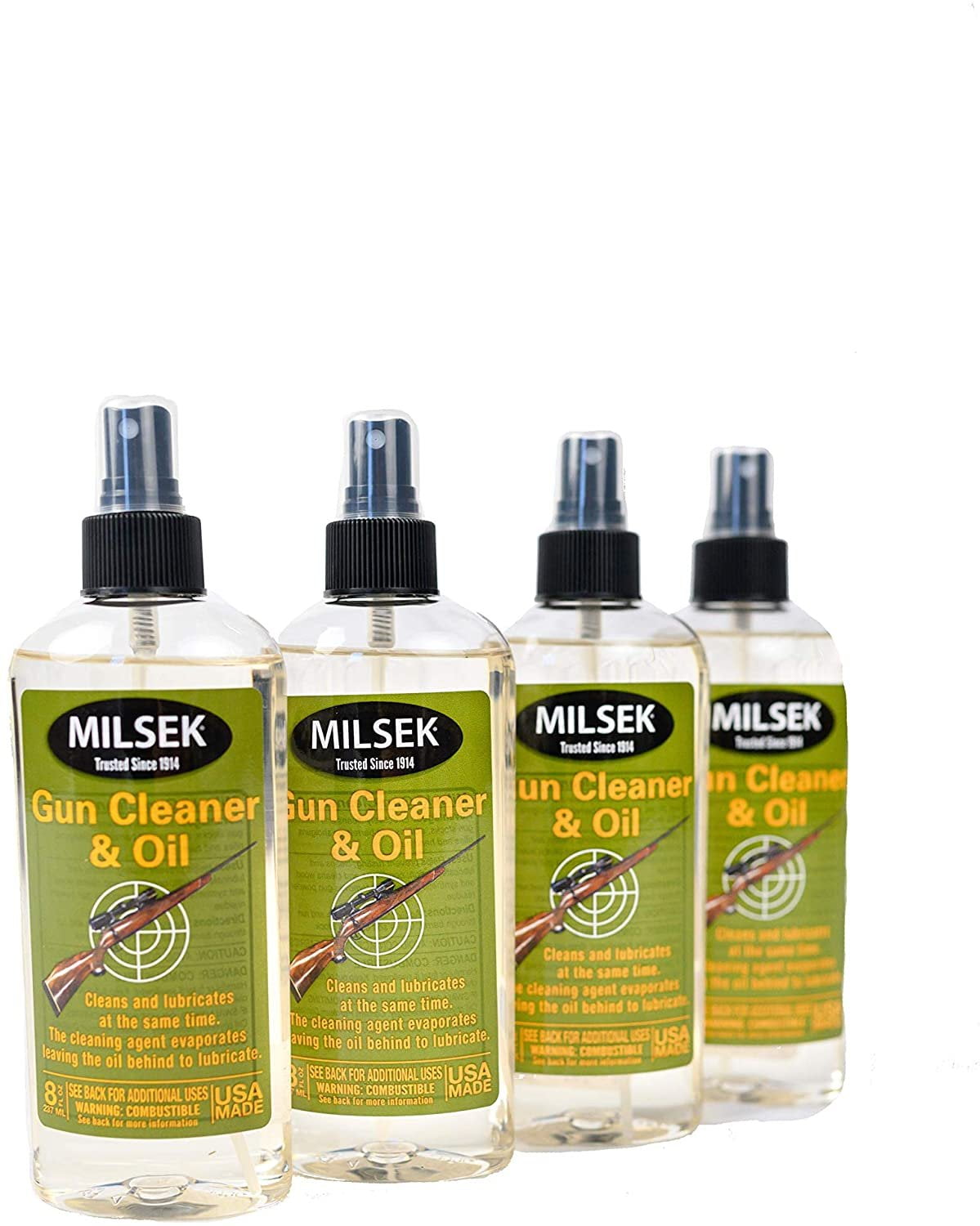 Milsek Gun Cleaner & Oil, 8Ounce, Pack of 4, GS4