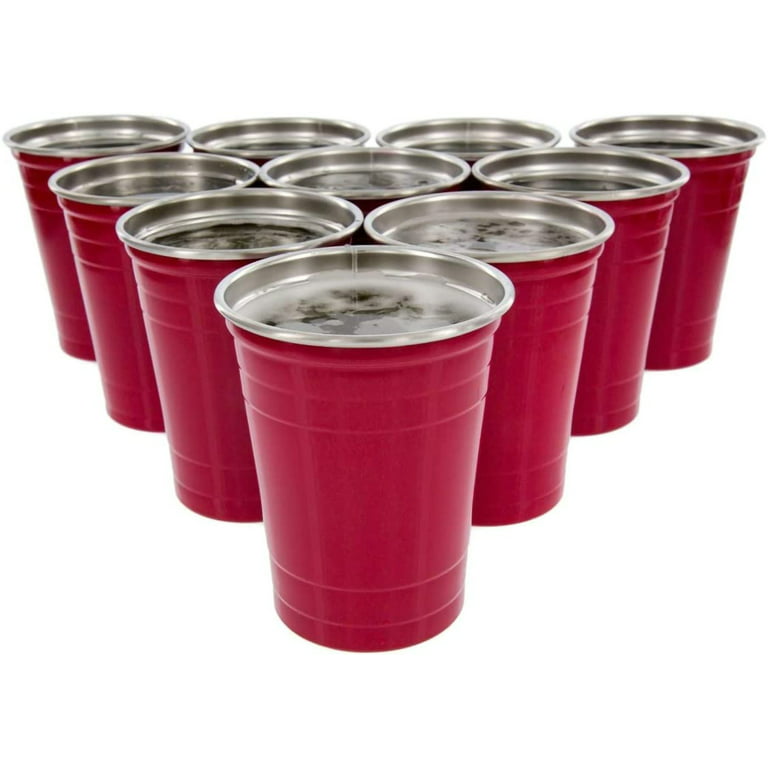 D'eco Reusable Stainless Steel Red Party Cups - 10 Pack