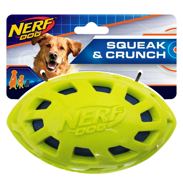 Nerf Dog UltraDurable TPR Squeak Crunch Football Dog Toy, 6”