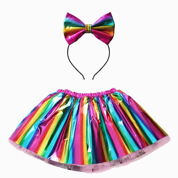 Godom Kids Girls Ballet Skirt Set 2T-11T Party Tulle Dance Skirt with Bow Hairband Costume,Hot Pink