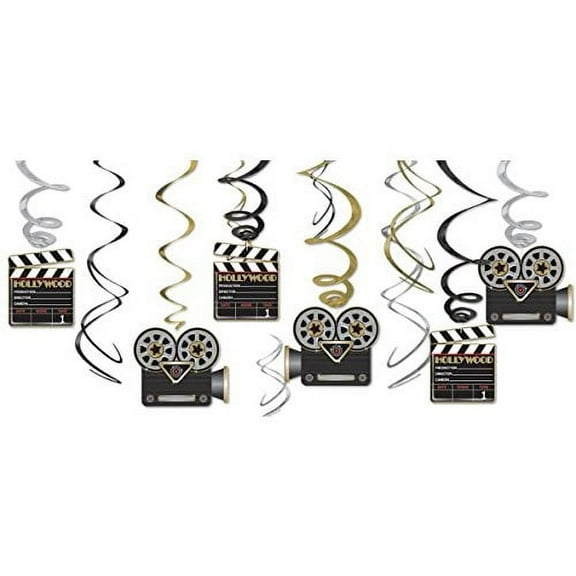 Amscan Multicolor & Black Swirl Hanging Decorations, 12 Count