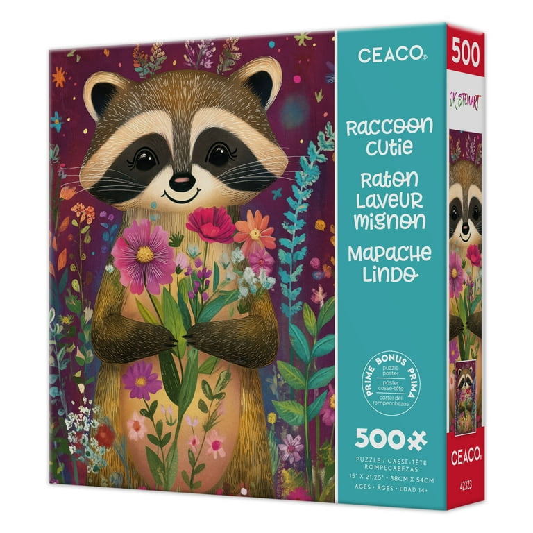 Ceaco JK Stewart Durwaigh Raccoon Cutie 500-Piece Interlocking