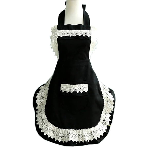Hyzrz Lovely Home Work Adjustable Apron Shop Cake Kitchen Cooking Aprons for Women Girls with Pocket for Gift,Black