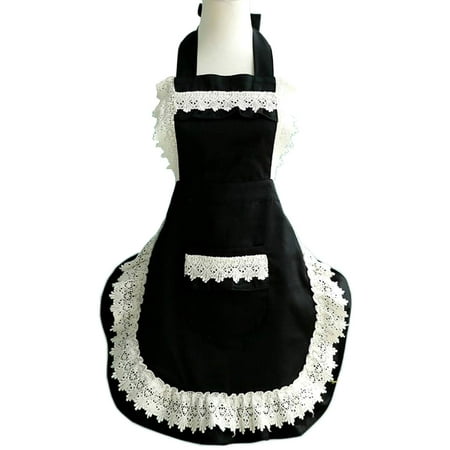 

Hyzrz Lovely Home Work Adjustable Apron Shop Cake Kitchen Cooking Aprons for Women Girls with Pocket for Gift Black