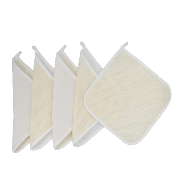 Paquete de 5 paños de baño de tejido suave para el hogar, spa, ducha, masaje exfoliante, cara y cuerpo, paños de doble cara con exfoliante y toalla de tela de rizo suave
