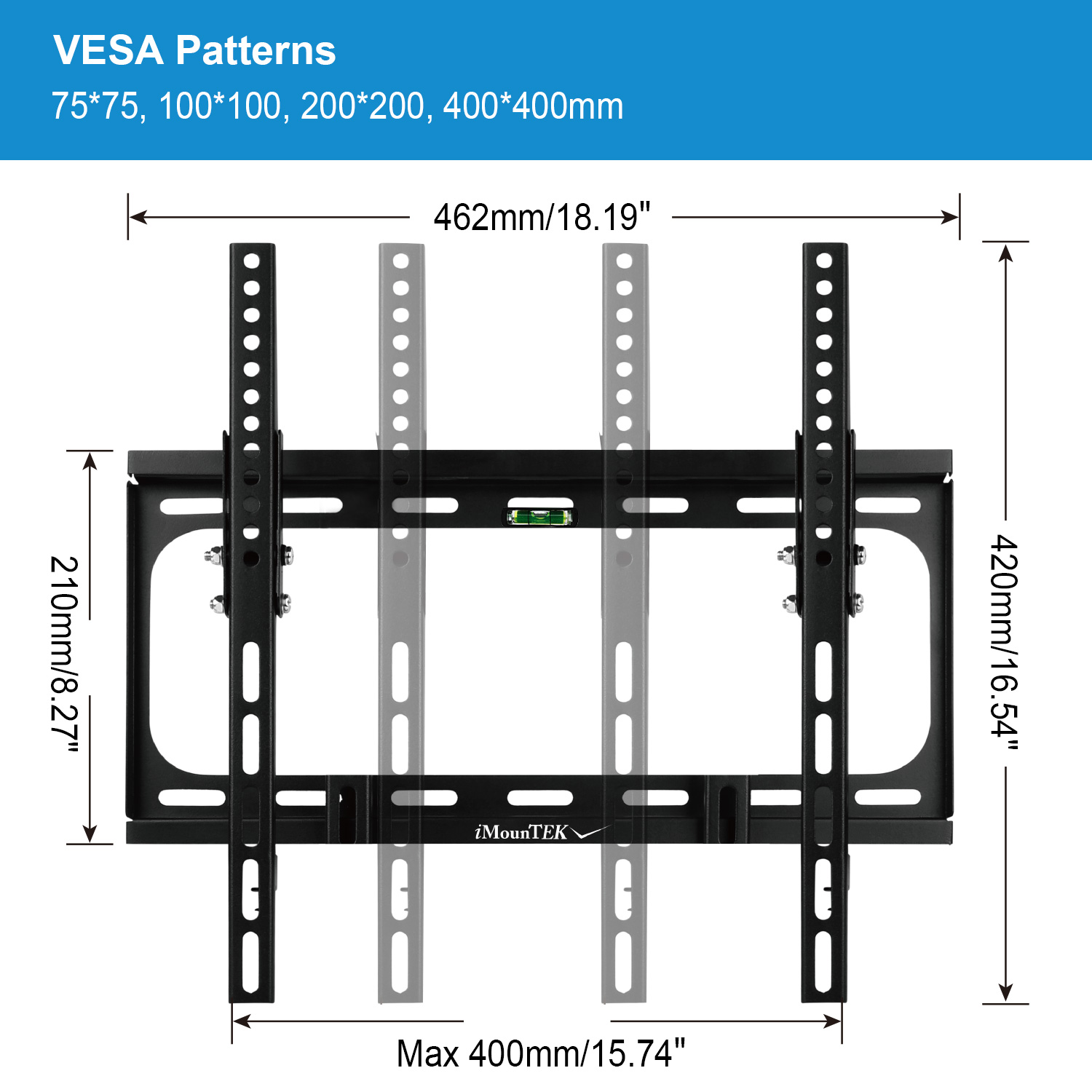 Imountek TV Wall Mount Tilt Dual Arm TV Mount Brackets Max VESA 400x400mm for 26-55in TVs, Black