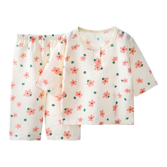 KPOPLK Toddler Girl Pajamas Organic Cotton Girls Pajamas for Kids 2 Piece Snug Fit Long Sleeves Pjs Outfit Set(5-6 Years,Watermelon Red)