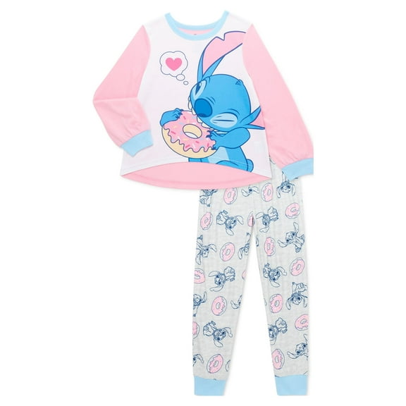 Stitch Girls Long Sleeve Pajama, 2 piece Set, sizes 4-12