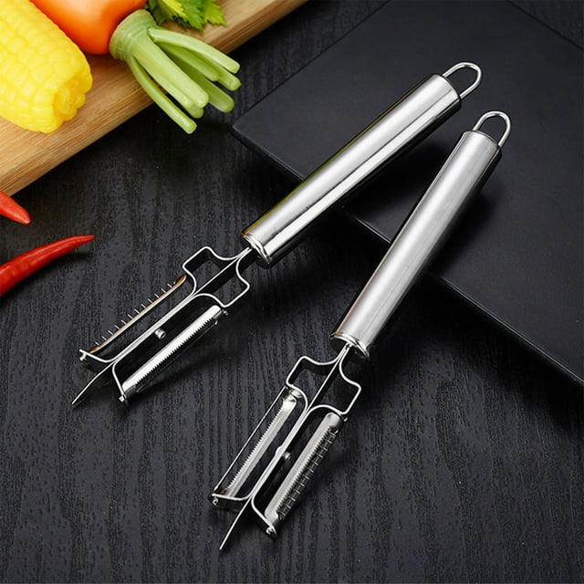 Pelador de Acero Inoxidable de Doble Cara, Mango Ergonómico, Hoja Resistente a La Oxidación, Pelado Eficiente de Frutas y Verduras, Esencial para La Cocina Del Hogar, Juego de 2, 21,5 X 3,6