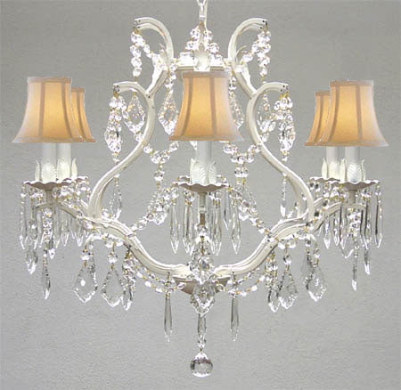 WROUGHT IRON CRYSTAL CHANDELIER CHANDELIERS *FREE S/H!* H19" W20" 