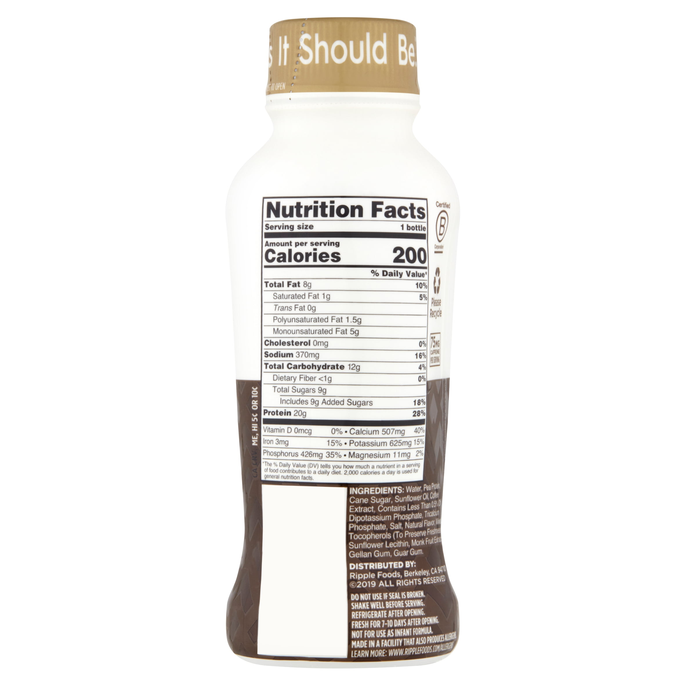 Ripple Nutrition Coffee Protein Shake, 12 fl oz, 12 Ct