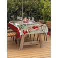 thumbnail image 2 of Outdoor Tablecloth with Umbrella Hole and Zipper, Beige Christmas Rectangle Table Cloth 54x80 Inch Waterproof Tablecloth, Snowman Xmas Tree Birch Snowflakes Red Plaid Picnic Table Cover for Patio, 2 of 7