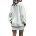 thumbnail image 3 of ZAXARRA Femmes Off Épaule Pull Robe Manches Longues Couleur Unie Robe en Tricot en Vrac Automne Mini Robe, 3 of 8