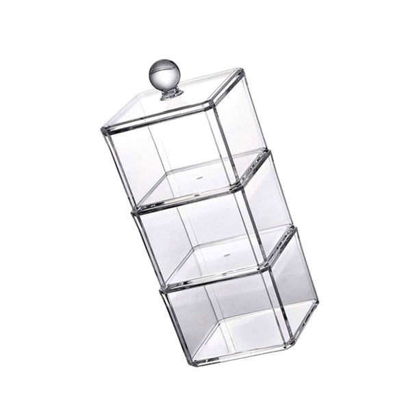 Advancent Caja de almacenamiento de almohadillas de algodón apilable, transparente y compacta, organizador para tocador, baño, joyería, Almacenamiento y organización del hogar