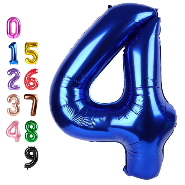 Globo número 4 azul marino de 40 cm para decoración de cuarto cumpleaños