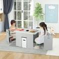 thumbnail image 2 of Gymax Ensemble Table et 2 Chaises pour Enfants 4-en-1 Bureau et Chaise avec Rangement Gris + Blanc, 2 of 10