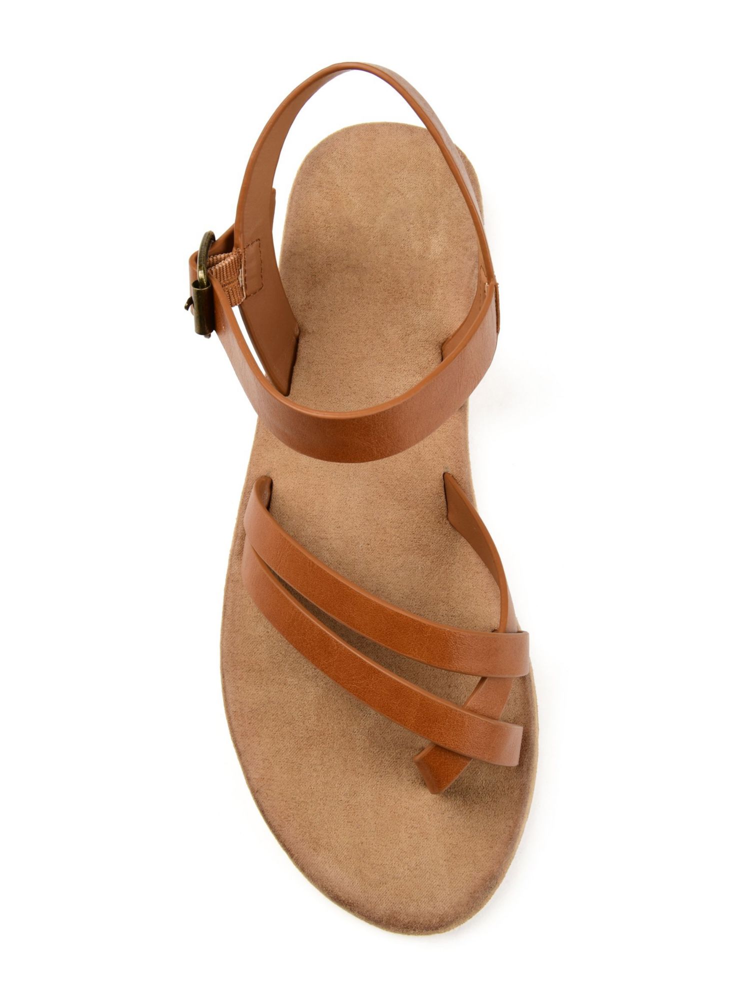 Women's Journee Collection Vasek Flat Thong Sandal Tan Faux Leather 5.5 M