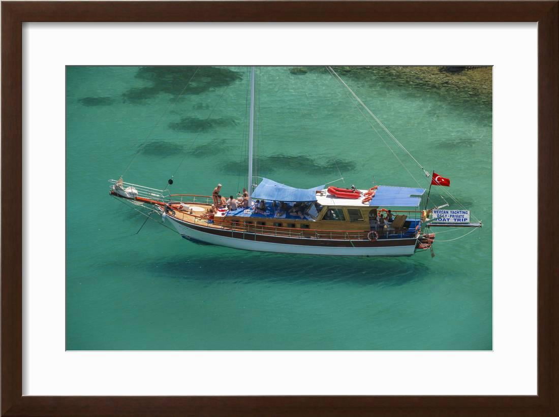 Gulet In Paradise Cove Ilica Buku Bodrum Mugla Turkey Framed Print Wall Art By Ali Kabas Walmart Com