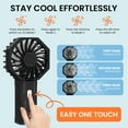 thumbnail image 3 of RUXAN Small Fan Handheld, Battery Operated Fan, Rechargeable Mini Personal Fan for Outdoor,Home,Travel, Black, 3 of 8
