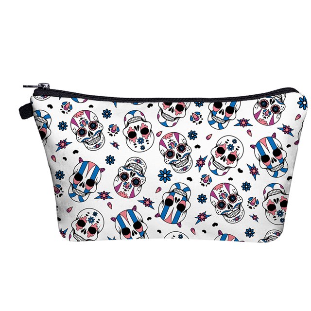 Women Cosmetic Bag Fashion Digital Printing Skeleton Makeup Bag Toiletry Bag