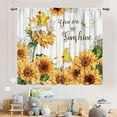 thumbnail image 3 of Sunflower Curtains for Kitchen, Rusitc Country Gnome Yellow Flowers on Wooden Printed Farmhouse Style Rod Pocket Bedroom Living Room Window Curtains 2 Panels, 55"x63" Inch, 3 of 5