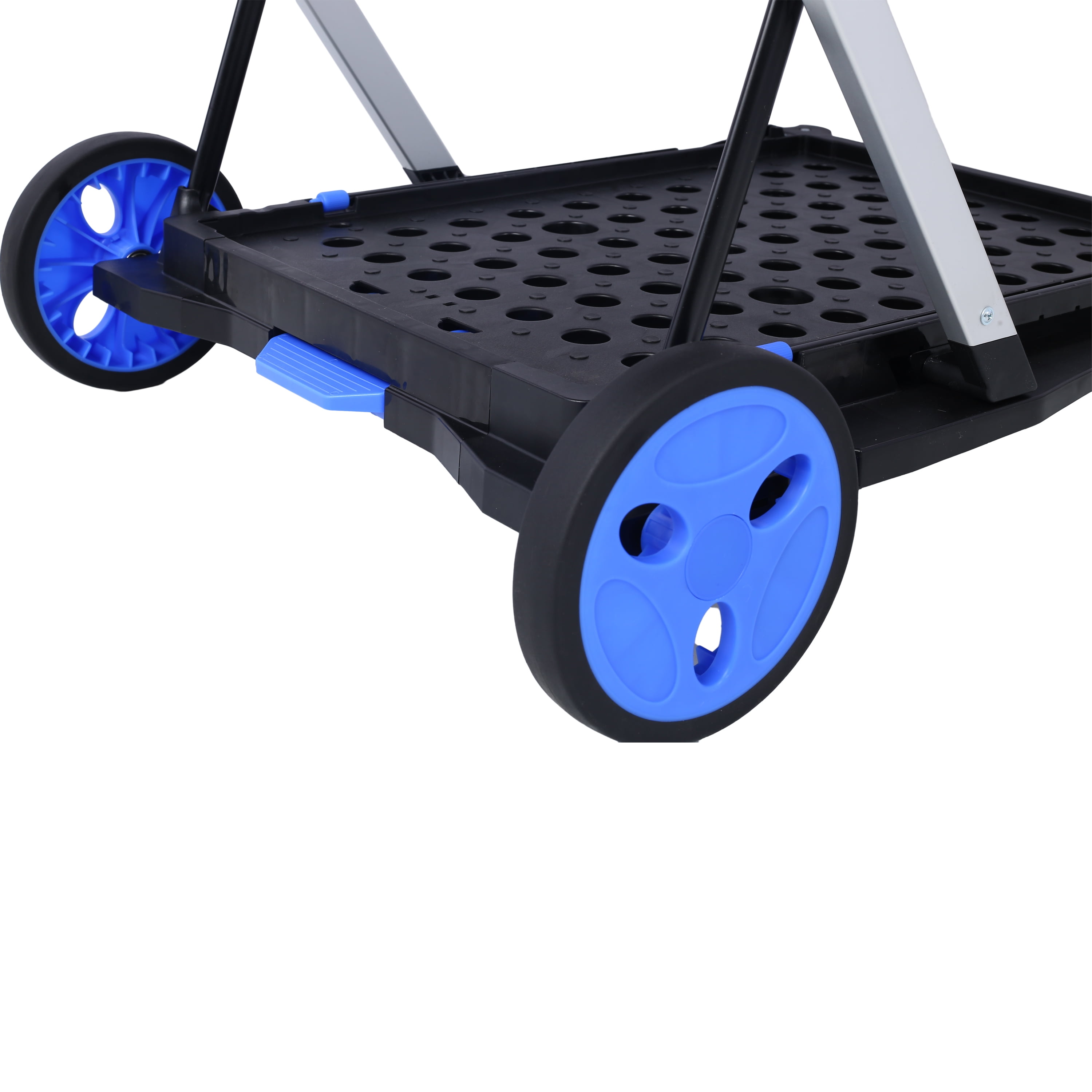Collapsible Utility Cart Multi Use Functional Collapsible Shopping Carts 2-Tier Collapsible Shopping Cart with Baskets Carrito para Supermercado con Ruedas