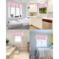 thumbnail image 4 of Pink Checkered Kitchen Curtain Valances for Windows Farmhouse Short Curtains, Pink White Buffalo Plaid Rod Pocket Valance Curtain for Bedroom Cafe Living Room 56"x16", 4 of 8
