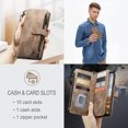 thumbnail image 2 of ELEHOLD for Samsung Galaxy S24 FE Case for Men Women Wallet Case, Premium Leather Shockproof Purse Case with Credit Card Slots Zipper Pocket Anti-Loss Wriststrap Samsung Galaxy S24 FE,Brown, 2 of 6