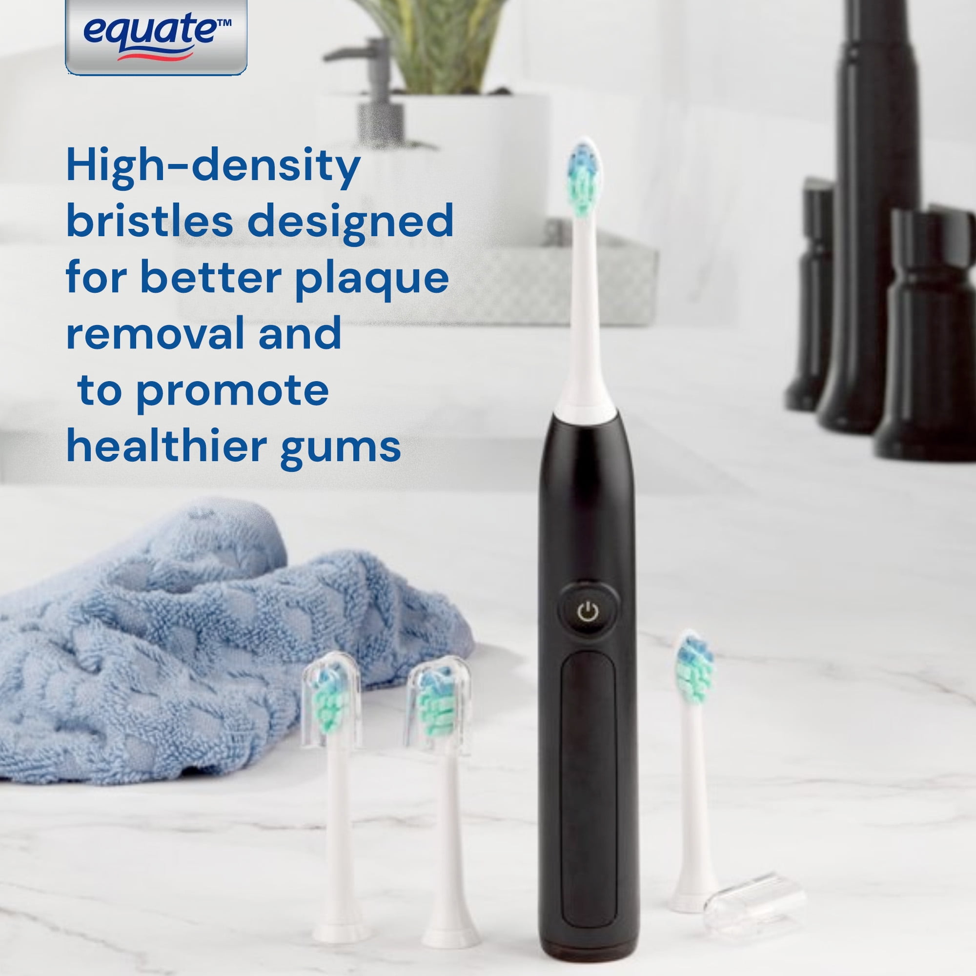 Equate SmileSonic Pro Essential Clean Replacement Toothbrush Brush Heads, White, 5 Count