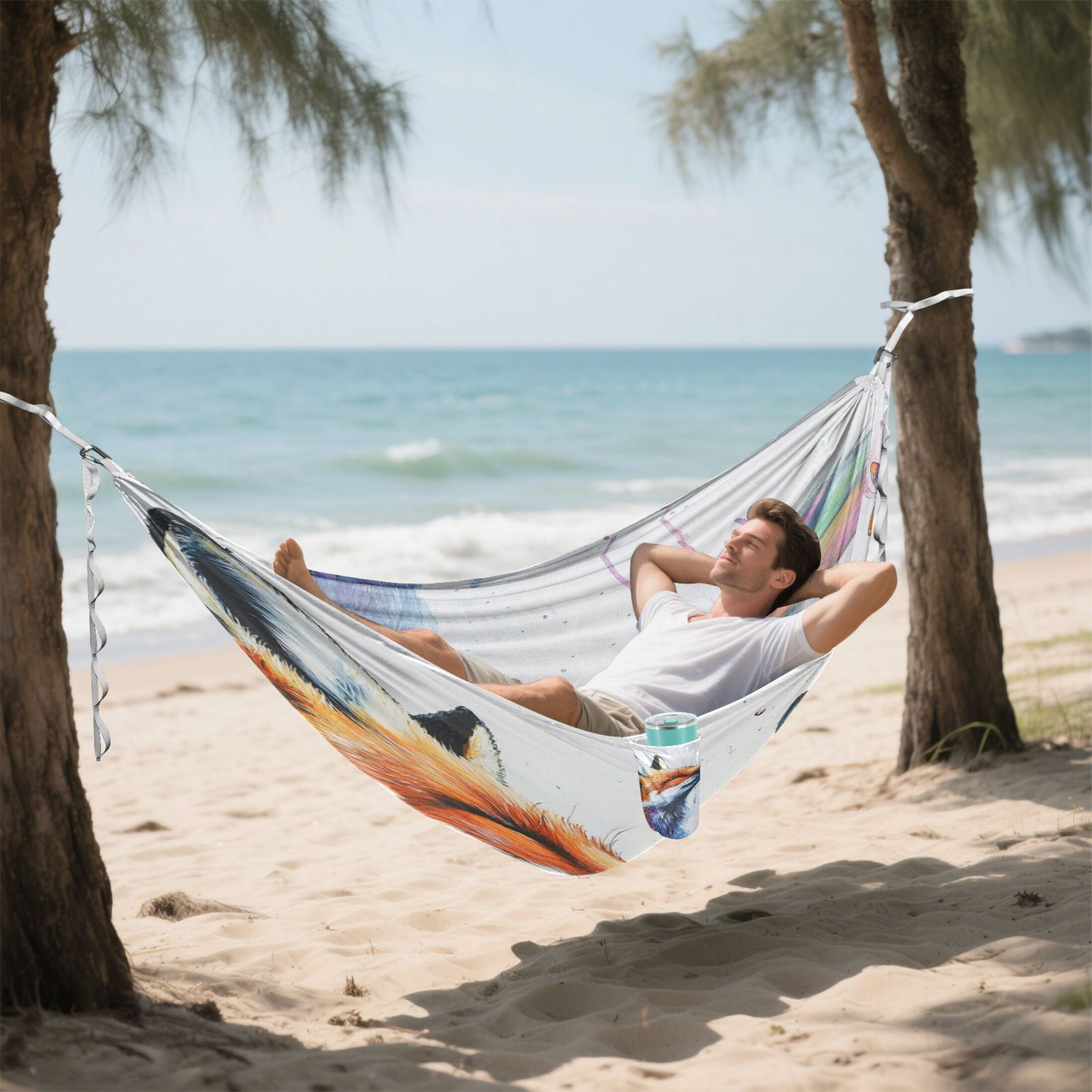 Hammock Camping Hammock Nylon Portable Hammock Travel Camping Hammock Colorful Fox and Butterflies