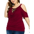 thumbnail image 3 of Uhndy Womens Plus Size Soft Loose Casual Tunic Top Short Sleeve Lace Patchwork Blouse T-Shirt Crewneck Pullover Shirts Tops-LQ, 3 of 6