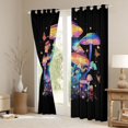 thumbnail image 3 of Homewish Glowing Botanical Mushrooms Kitchen Curtains,Stars Butterfly Black Out Curtains Pack of 2 (42x63 Each),Black Purple, 3 of 6