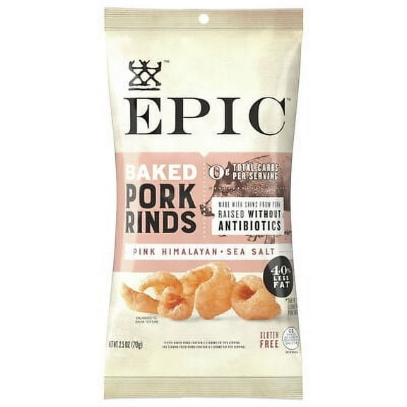 Epic Pork Rinds Baked Himalayan Pink Salt 2.5 oz (Pack of 12)