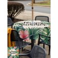 thumbnail image 5 of Outdoor Tablecloth with Umbrella Hole for Patio/Picnic/Party/Camping, Happy Summer Waterproof Table Cloth Square Cover Washable, Rustic Tropical Palm Leaves Floral Burlap (54"x 54"), 5 of 9