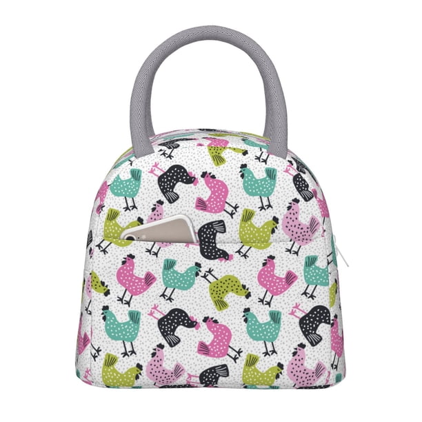 Balery Funny Chicken Bolsa de Almuerzo para Mujeres, Caja de Almuerzo, Bolsa de Almuerzo Pequeña Impermeable, Tote de Almuerzo Reutilizable con Gran Capacidad