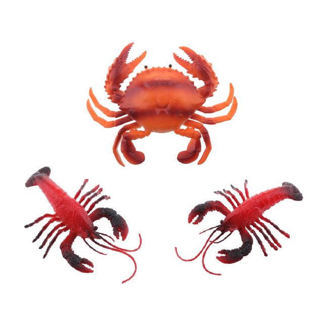 3 piezas de plástico falso modelo decoración rojo 3D simulación mariscos mercados exhibición Macarena Langosta Cangrejo Falsa