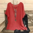 thumbnail image 2 of Tops for Women Trendy Plus Size, Dressy Tank Tops for Women Cotton Linen Gauze Shirts Short Sleeve Summer Tunic Top Loose Fit Lightweight Casual Blouses, 2 of 5