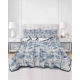 thumbnail image 2 of Twin Quilt Bedding Set, Coastal Nautical Reversible Summer Quilt 3 Pieces, Summer Ocean Corals Wooden Grain Blue Lightweight Bedspreads Coverlets with 2 Pillow Shams for All Seasons, 2 of 5